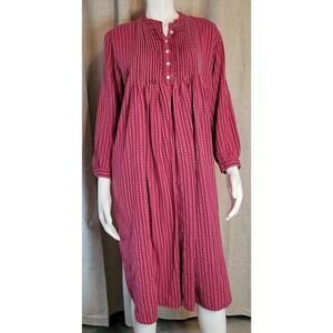 VTG 90s L.L. Bean 100% Cotton Long Night Gown Women's Pintuck Med P #205466